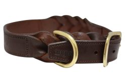 Angel Pet Supplies - Braided  Leather  Dog Collar - Brown - 24" X 1.25"