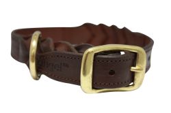 Angel Pet Supplies - Braided  Leather  Dog Collar - Brown - 20" X 1"