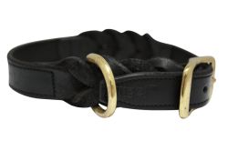 Angel Pet Supplies - Braided  Leather  Dog Collar - Black - 20" X 1"