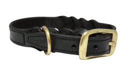 Angel Pet Supplies - Braided  Leather  Dog Collar - Black - 18" X 3/4"