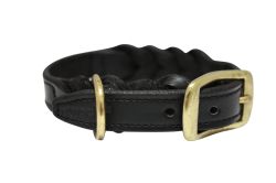 Angel Pet Supplies - Braided  Leather  Dog Collar - Black - 16" X 3/4"