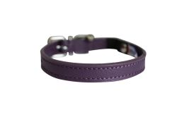 Angel Pet Supplies - Alpine Leather Elastic Break-Away Cat Collar - Orchid Purple - 10" X 1/2"