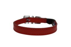 Angel Pet Supplies - Alpine Leather Elastic Break-Away Cat Collar - Valentine Red - 10" X 1/2"