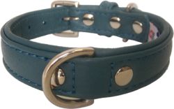 Angel Pet Supplies - Alpine Leather Padded Dog Collar - Ocean Blue - 14" X 3/4"