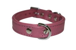 Angel Pet Supplies - Alpine Leather Padded Dog Collar - Bubblegum Pink - 16" X 3/4"