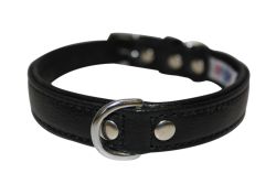 Angel Pet Supplies - Alpine Leather Padded Dog Collar - Midnight Black - 18" X 3/4"