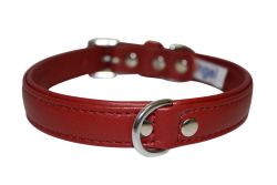 Angel Pet Supplies - Alpine Leather Padded Dog Collar - Valentine Red - 18" X 3/4"