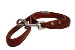 Angel Pet Supplies - Alpine Leather Padded Handle Leash - Valentine Red - 48" X 1/2" 