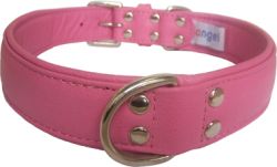 Angel Pet Supplies - Alpine Leather Padded Dog Collar - Bubblegum Pink - 24" X 1.25"