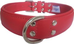 Angel Pet Supplies - Alpine Leather Padded Dog Collar - Valentine Red - 24" X 1.25"