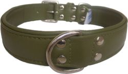 Angel Pet Supplies - Alpine Leather Padded Dog Collar - Olive Green - 24" X 1.25"