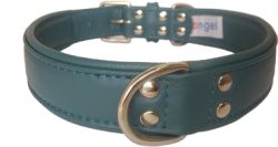 Angel Pet Supplies - Alpine Leather Padded Dog Collar - Ocean Blue - 24" X 1.25"