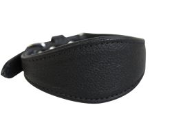 Angel Pet Supplies - Leather Padded Hound Dog Collar - Midnight Black - 14" X 1.75"
