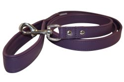 Angel Pet Supplies - Alpine Leather Padded Handle Leash - Orchid Purple - 72" X 1" 