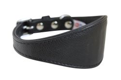 Angel Pet Supplies - Leather Padded Hound Dog Collar - Midnight Black - 16" X 2.25"