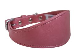Angel Pet Supplies - Leather Padded Hound Dog Collar - Bubblegum Pink - 20" X 2.5"