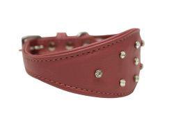 Angel Pet Supplies - Leather Rhinestone Bling Hound Dog Collar - Bubblegum Pink - 16" X 2.25"