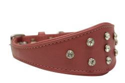 Angel Pet Supplies - Leather Rhinestone Bling Hound Dog Collar - Bubblegum Pink - 18" X 2.25"