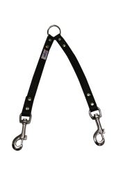 Angel Pet Supplies - 2 Dog Leather Couplers - Midnight Black - 10" X 3/4"