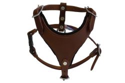 Angel Pet Supplies - Malibu Classic Leather Dog Harness - Chocolate Brown - Extra Small