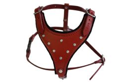 Angel Pet Supplies - Malibu Bling Leather Rhinestone Bling Dog Harness - Valentine Red - Small 