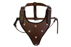 Angel Pet Supplies - Malibu Bling Leather Rhinestone Bling Dog Harness - Chocolate Brown - Medium 