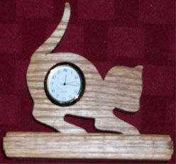 Fine Crafts - Wooden Cat Mini Desk Clock