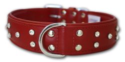 Angel Pet Supplies - Athens Leather Rhinestone Bling Dog Collar - Valentine Red - 26" X 1.5" 
