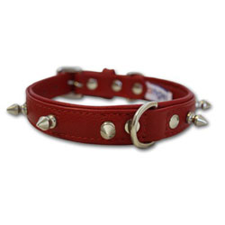 Angel Pet Supplies - Rotterdam Leather Spiked Single-Line Dog Collar - Valentine Red - 16" X 3/4" 