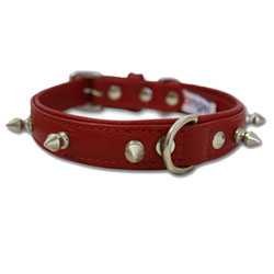 Angel Pet Supplies - Rotterdam Leather Spiked Single-Line Dog Collar - Valentine Red - 18" X 3/4" 