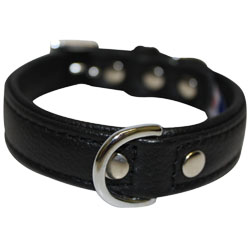 Angel Pet Supplies - Alpine Leather Padded Dog Collar - Midnight Black - 16" X 3/4"