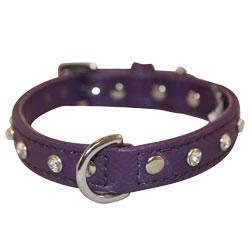Angel Pet Supplies - Athens Leather Rhinestone Bling Dog Collar - Orchid Purple - 14" X 5/8" 