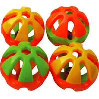 A&E Cage Company - Happy Beaks Round Rattle Foot Bird Toy - Assorted - 3 Inch