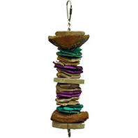 A&E Cage Company - Java Wood Triple Decker Bird Toy - Assorted - 8.5 X 3 Inch