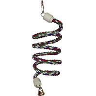 A&E Cage Company - Happy Beaks Cotton Rope Boing with Bell Bird Toy - Mutli-Colored - 0.5 x 52 Inch