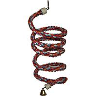 A&E Cage Company - Happy Beaks Cotton Rope Boing with Bell Bird Toy - Multi-Colored - 1 x 96 Inch