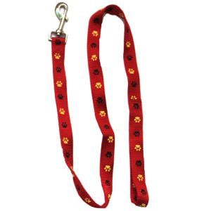 Iconic Pet - Paw Print Leash - Red - 0.98 x 47.2 Inch