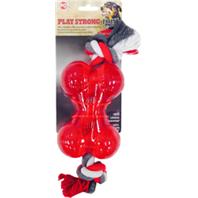 Ethical Dog - Play Strong Tugs Bone With Rope - Red - Medium
