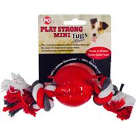 Ethical Dog - Play Strong Mini Tugs Ball With Rope - Red - Small