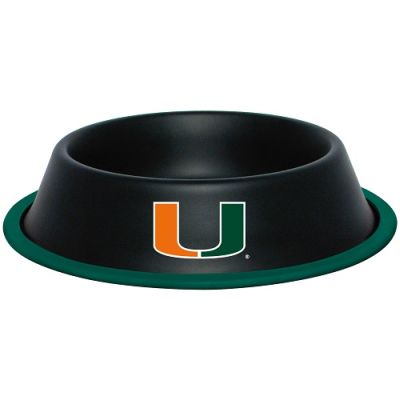 DoggieNation-College - Miami Hurricanes Dog Bowl - Stainless - One