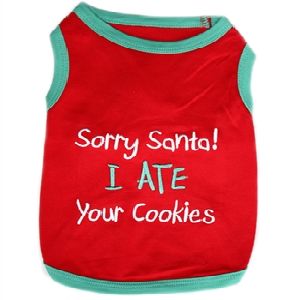 Parisian Pet Sorry Santa I Ate Your Cookies Dog T-Shirt-3X-Large