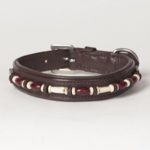 Hound?s Best - Small Beaded Leather Dog Collar "Dakota"