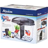 All Glass Aquarium - Aqueon Supplies - Betta Bowl Kit With Divider - Black - 0.5 Gallon