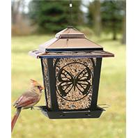 Audubon/WoodlInchk - Hopper Style Bird Feeder With Buttefly Design - Bronze- 4 Pound Cap