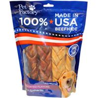 Pet Factory Inc - Usa Beefhide Braided Sticks - Beef & Chicken- 6Pk 6Inch