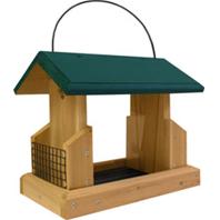 Welliver Outdoors - Hopper Feeder Deluxe Cedar With Suet Holders - Natural/Green- 13X7.25X10.75 