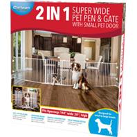 Carlson Pet Products - 2 In 1 Super Wide Pen & Gate with Door Brackets - White- 144W x 28H Inch
