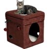 Midwest Container - Feline Nuvo Curious Kitty Cat Cube - Brown - 15X15.5X16.5H
