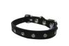 Angel Pet Supplies - Athens Leather Rhinestone Bling Dog Collar - Midnight Black - 10" X 1/2"