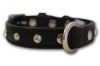 Angel Pet Supplies - Athens Leather Rhinestone Bling Dog Collar - Midnight Black - 12" X 5/8"